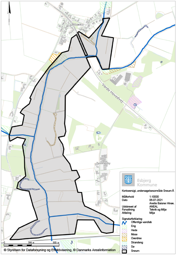 Kortoversigt over undersøgelsesområdet Sneum 2021
